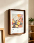 Original Hand Drawn Travel Art Desk Calendar Aug 2026-Dec 2027, 8 Inch Black Walnut Framed Monthly Table Calendar, Decorative Desktop Art Calendar - Image 3
