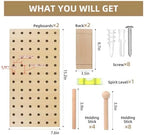 2 Pack Beige Wooden Pegboard Modular Wall Organizer - Image 4