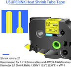 USUPERINK 20PK Compatible for Brother P-Touch HSe-651 HSe651 HS-651 HS651 Black on Yellow 23.6mm 0.92'' Heat Shrink Tubing for Wire Cable for PT330 PT350 PT520 PT540 PT580c Label Maker Tape - Image 2