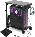 Adjustable PC Tower Stand with Charging Station & Pegboard,Carbon Fiber by madeformodernhomes