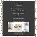 BLU MONACO | White Wooden Mail Organizer for Countertop | Standing File Organizer for Desk with 3 Tier Storage | Mail Sorter Organizer Countertop Rustic Office Kitchen - Image 3