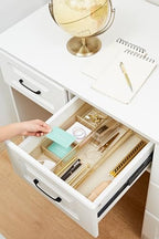 Annova Desk Top Organizer Tray for Office Organization - Metal Mesh - Storage Tray with Dividers for Pens, Desktop Accessories, Bathroom, Kitchen, Makeup and Office Supplies (Large, Gold) - Image 5