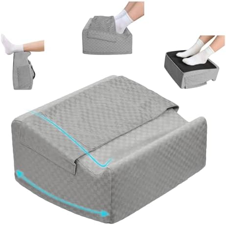 Under Desk Footrest with Rocking Base & Warming Cover, Gray Check by Nockovi