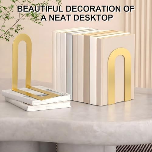 Chunful 18 Pcs Gold Metal BookEnds Shelves, 7.5 x 5.75 x 3.5 in - Image 3