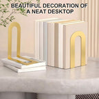 Chunful 8 Pcs Gold Metal BookEnds Shelves, 7.5 x 5.75 x 3.5 in - Image 3