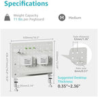 PEGZONE Clamp on Desk Pegboard, 16.5" x 12.6", with 10 Accessories, White - Image 6