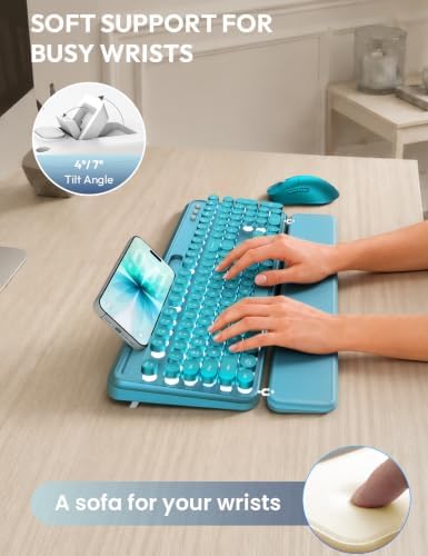 Wireless Keyboard and Mouse, Backlit Typewriter with Magnetic Wrist Rest - Image 3