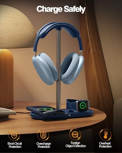 HiWe Headphone Stand, 2-in-1 MagSafe Wireless Charger for iPhone/iWatch - Image 4