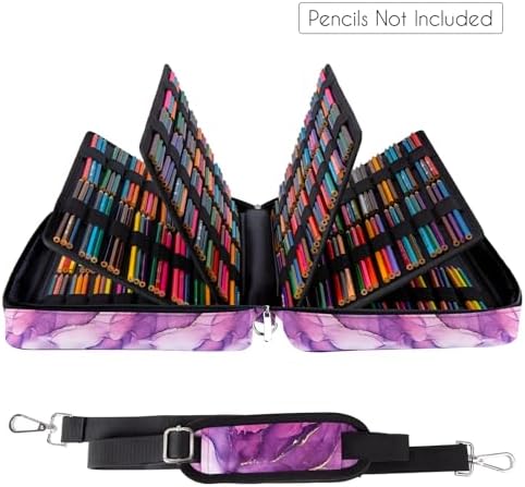 YOUSHARES Big Capacity Colored Pencil Case - 480 Slots large Pen Case Organizer with Multilayer Holder for Prismacolor Colored Pencils & Gel Pen (Marble Purple) - Image 3