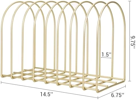 MyGift Brass Metal Wire File Desk Organizer Binder Holder with 8 Wide Slots - Image 6