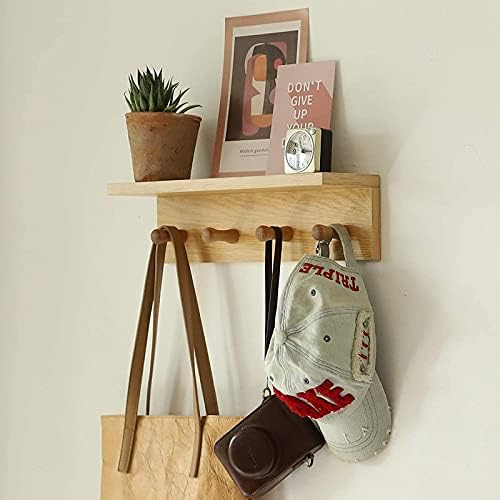Entrance Coat Rack ，Coat Hooks, Wall-Mounted Wooden Hook Rack, Wall-Mounted Shelves(Oak Color Finish—A-2) - Image 7