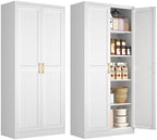 Polup 71" White Metal Kitchen Pantry Storage Cabinet with Doors and Shelves by POLUP