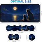 Memory Foam Keyboard Wrist Rest Desk Mat Set, Moonlit Cat Family - Image 5