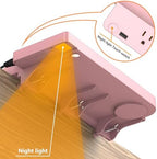 Hiree Bedside Shelf for Dorm Bunk Bed with USB Charging Port and 2 AC Outlets, Bed Side Table Tray Organizer, College Dorm Essential, Clip On Bedside Tray, Cool Teen Girls Trendy Stuff (Pink) - Image 6