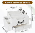 Wood Desk Organizer, Mail Organizer Countertop with 2 Pen Holders - Image 3