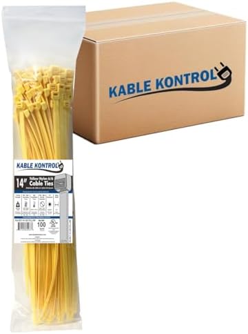Kable Kontrol Cable Zip Ties, 14 Inch, 3500 Pcs, HD 120lbs Test, Yellow by KABLEKONTROL%C2%AE