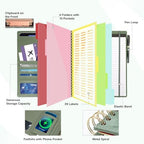 Clipboard with Storage for Men Women, Leather Padfolio Portfolio Organizer 5 Folders with 10 Pockets, Spiral Clipboard Folio with Notepad for Letter Size, Elastic Closure and Pen Loop Green Floral - Image 3