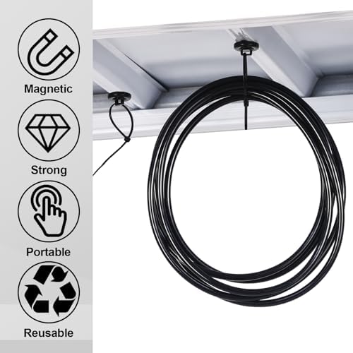 Leinuosen 30 Set Magnetic Zip Tie Mount and Nylon Cable Ties, 23 mm Multipurpose Wire Cable Holder Mount Wire Clips Management Electrical Organization Supplies (Black) - Image 3
