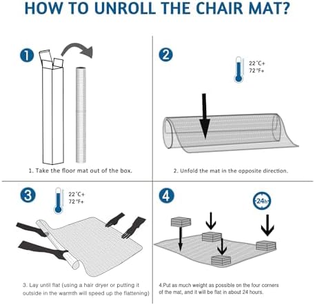 Office Chair Mat for Carpet, 45" x 53" Low Pile Carpet Protector Mat for Office Chair, Under Desk Office Mats for Rolling Chairs, Easy Glide, Rectangle - Image 7