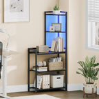 HOOBRO 5-Tier Corner Shelf Stand, Corner Shelf with LED Light, 56.3" Tall Corner Bookshelf, Display Rack Storage Organizer with Table, for Small Spaces, Living Room, Entryway, Black BB69DCJ01 - Image 7