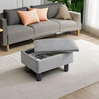 IBUYKE Storage Footstool Ottoman, Linen Fabric Footrest, Gray Blue RF-BD224 - Image 6