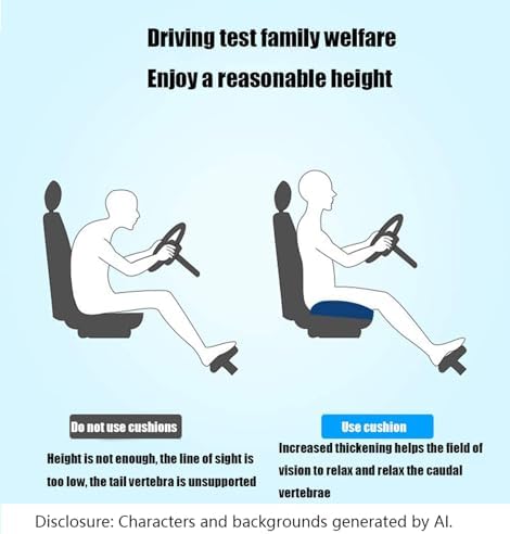 Adult Booster Seat Cushion, Car Seat Cushions for Short People/Thick Office Chair Booster Seat Increase Field ​of View, for Trucks, Car, Office Chair, Home, Wheelchair,Angle Lift Seat Cushion (Grey) - Image 5