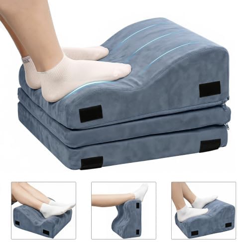 Foot Rest for Under Desk, Ergonomic 3-in-1 Height Adjustable, Non-Slip Base & Washable Cover for Office/Gaming, Blue - Image 5