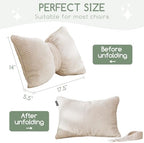 HIGOGOGO Lumbar Support Pillow for Recliner Chair, Bow Knot Shaped Back Support Cushion, Striped Corduroy Soft Decorative Lumbar Pillow for Office Chair, Sofa, Car, Bed, Living Room - Beige - Image 2