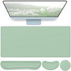 Desk Mat Green, Large Gaming Mouse Pad with Wrist Rest, 4in1 XXL by QOMOLAMA