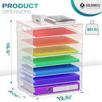 8 Tier Paper Letter Tray Organizer with Handles for Desk (White) - Image 2