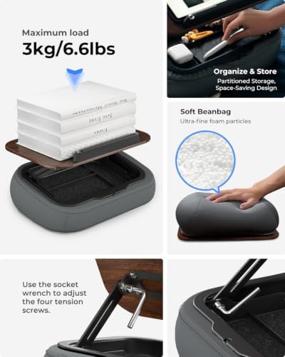 Viozon Lap Book Pillow Stand with Light, Adjustable Beanbag Reading Pillow with Storage, Multi-Angle Book Holder for Hands-Free Reading in Bed or Sofa,Book Lover Essential,Soft Cushion - Image 5