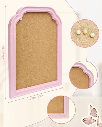 Cork Bulletin Board with Pink Frame, 13"*17" Pin Board for Home, Office, Bedroom, Dorm - Decorative Hanging Message Board for Notes, Photos, Vision Board(PK-3343) - Image 2