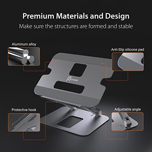 j5create Multi-Angle Aluminum Laptop Stand, Ergonomic Notebook Riser - Image 4