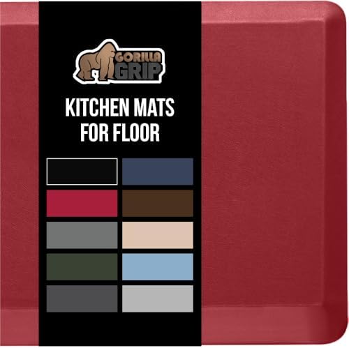 GORILLA GRIP Cushioned Antifatigue Kitchen Mat for Floor, 20x32, Red by GorillaGrip