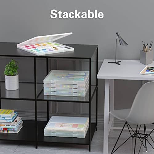 Denkee 12 x 12 Paper Storage, 4 Pack Scrapbook Paper Organizer Storage, Craft Organizers Box, Portable Storage Containers for Board Game, Craft, Art Supplies - Image 7