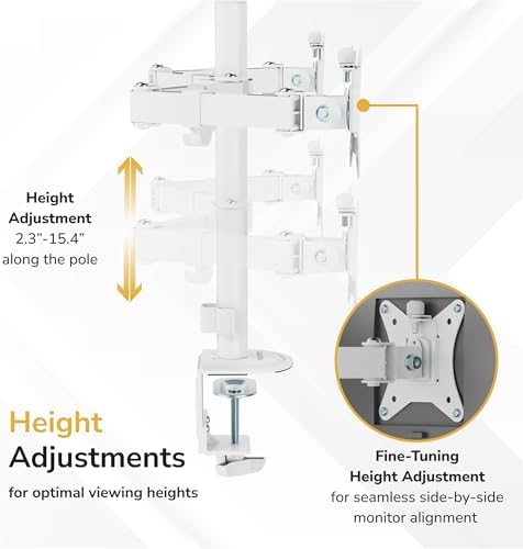 Mount-It Dual Monitor Mount Arm for Desk, Full Motion White Steel 17-32 in - Image 5