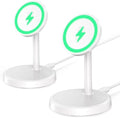 Magnetic Wireless Charger iPhone, 2 Pack 15W Fast Mag-Safe Charger Stand for iPhone 17/17 Air/17 Pro/17 Pro Max 16/15/14/13/12 Series, Wireless Charging Station for Pad/AirPods(White) by Xiauodo