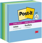 Post-it Super Sticky Recycled Notes, 3x3 in, 5 Pads, 2X The Sticking Power, Oasis Collection, 30% Recycled Paper (654-5SST) by Unknown