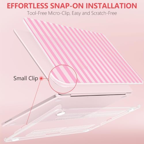 for MacBook Neo 13 inch Case 2026 (Model A3404, A18 Pro) Precision Fit & Scratch Unique Design Hard Shell, Keyboard Cover, Trackpad Protector, 2 OTG Adapter, for Women Cute, Pink Stripes - Image 3
