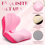 Chumia Ergonomic Seat Cushion Back Support for Office Chair Car, Pink - Image 3