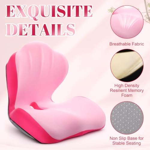 Chumia Ergonomic Seat Cushion Back Support for Office Chair Car, Pink - Image 3