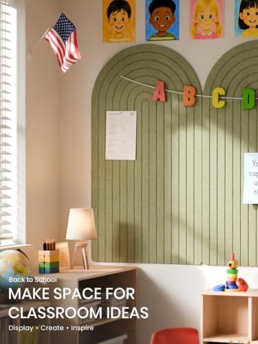 Large Arched Felt Bulletin Board 47.2''×25.5'', Olive Green - Image 7