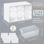Amyhill 6 Pcs Mini Drawer Organizer Small Organizer with 9 Drawers Plastic Desktop Craft Storage Box for Office Home Room Jewelry Cosmetics Collection(White) - Image 3