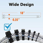 200lb Zip Ties Heavy Duty 18 Inch 350pcs, Large Black Cable Tie, Thick Heat Resistant Zipties, Big Wide Wire Ties, Industrial Tie Wraps for Outdoor Use - Image 4
