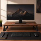 Monitor Stand Riser for Desk, Wood Look, Metal Legs by Unknown