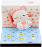 3D Calendar 2027, Tear-Away Desk Calendar, Paper Art Memo Pad, LED Light (Bouncing Cat) - Image 2