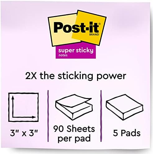 Post-it Super Sticky Recycled Notes, 3x3 in, 5 Pads, 2X The Sticking Power, Oasis Collection, 30% Recycled Paper (654-5SST) - Image 4