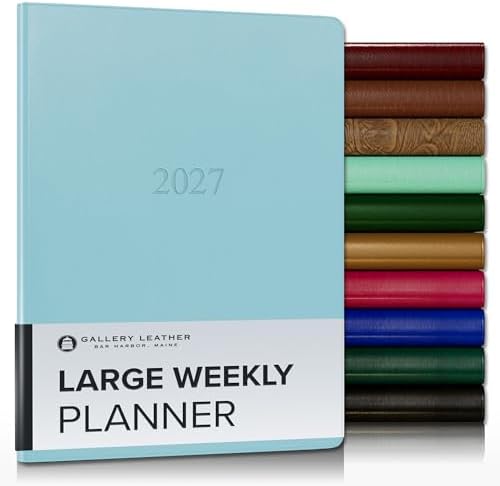 Gallery Leather Large Weekly Planner 2026-2027 Caribbean Aqua by GalleryLeather