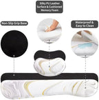 QiyI PU Leather Desk Mat Set, 4-in-1 Ergonomic Wrist Rest, White Marble - Image 6