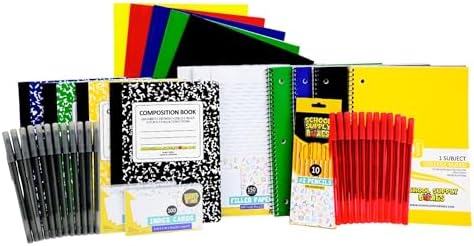 High School Writing Bundle | 1 Box - 51 Pieces per Box | School Supply Boxes - Back to School Essentials | Includes Composition Books, Loose Leaf Paper, Index Cards, 12 ct. Pens & More by SchoolSupplyBoxes